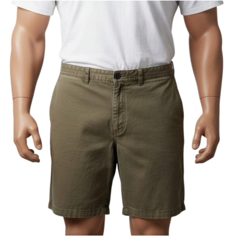 Vtg Eddie‎ Bauer Shorts Mens 48 Olive Khaki Chino Cotton Flat Front Gorpcore Flw
